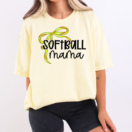 Softball Mama Bow Full Color DTF Transfer
