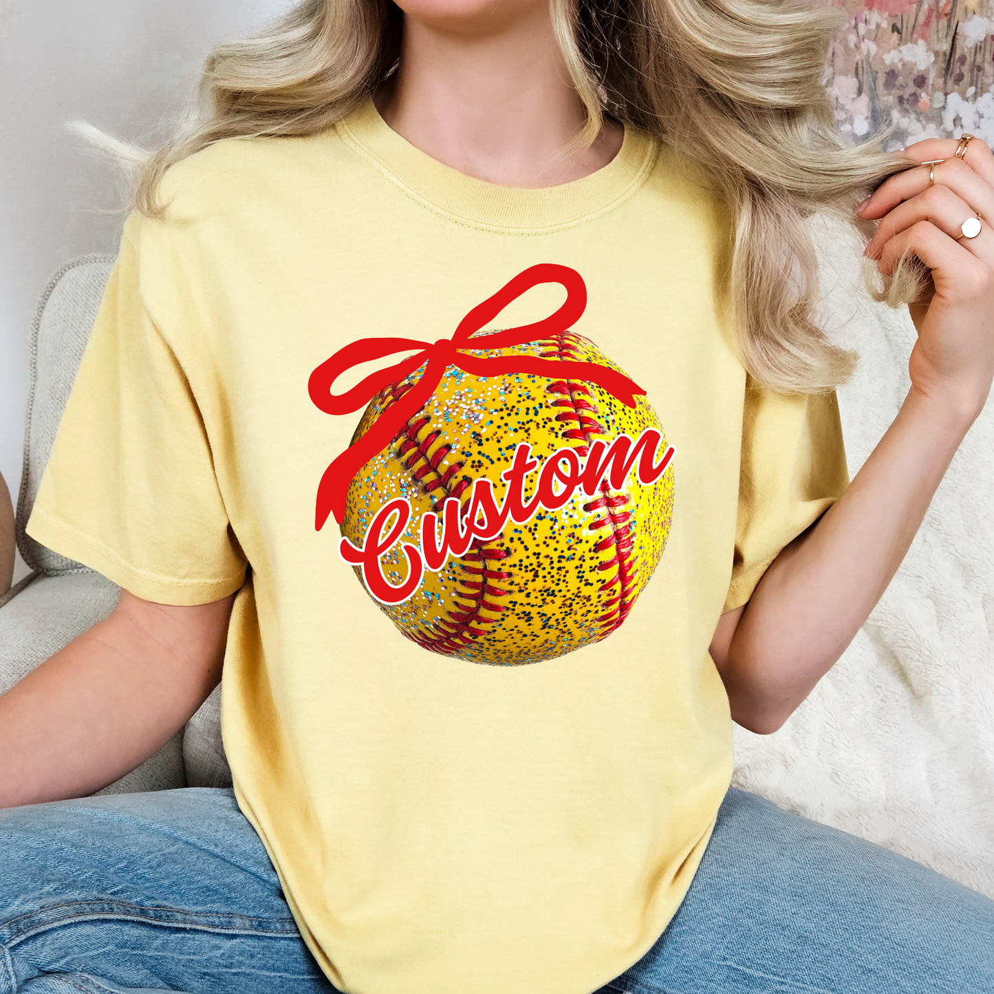 Custom Faux Glitter Team Name (EDITABLE) Full Color DTF Transfer