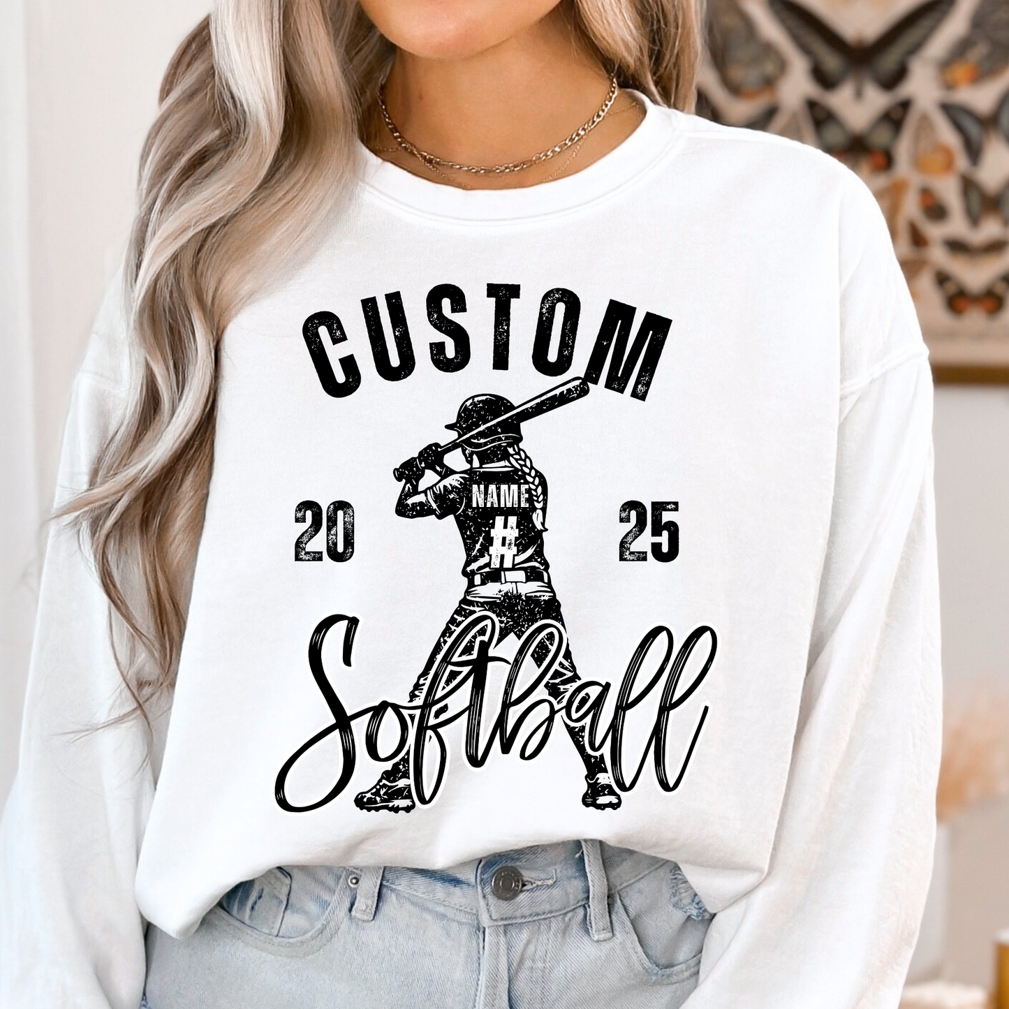 Custom Softball Player Name/Number (EDITABLE) Full Color DTF Transfer