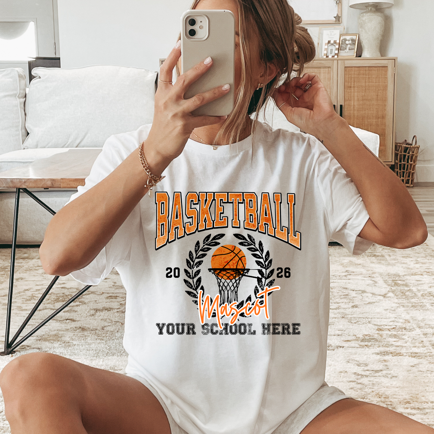 Basketball Wreath (EDITABLE) Full Color DTF Transfer