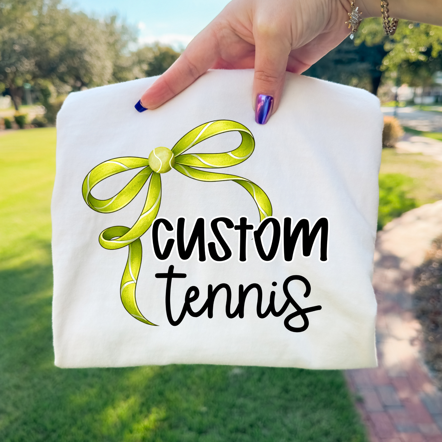 Custom Tennis Bow (EDITABLE) Full Color DTF Transfer
