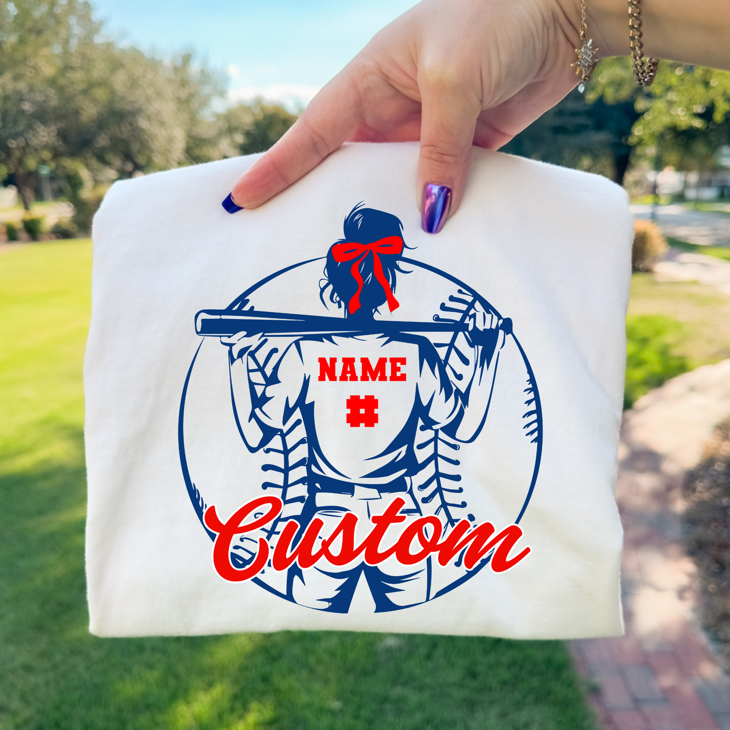 Personalized Name/Number Mascot Softball Player (EDITABLE) Full Color DTF Transfer