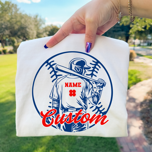 Personalized Name/Number Mascot Baseball Player (EDITABLE) Full Color DTF Transfer