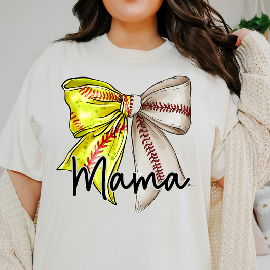 Split Baseball/Softball Bow Full Color DTF Transfer
