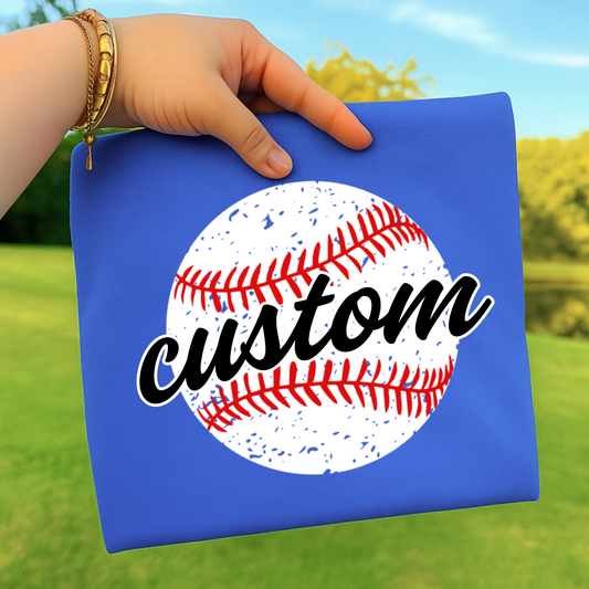 Custom Distressed Baseball (EDITABLE) Full Color DTF Transfer