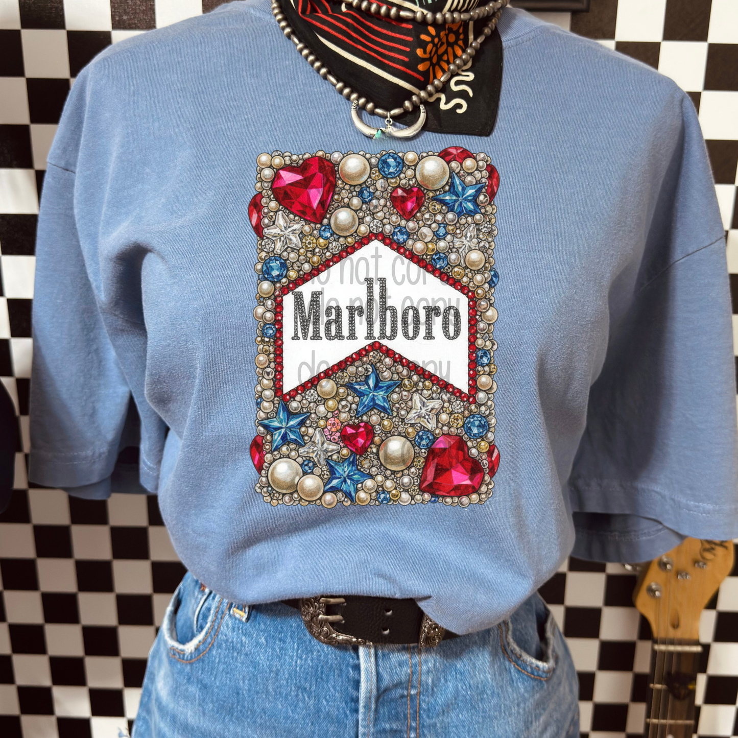 Marlboro Faux Rhinestone Full Color DTF Transfer