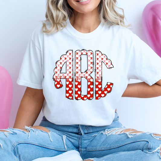 Valentines (Heart/Cupid Pattern) Personalized Monogram Full Color DTF Transfer