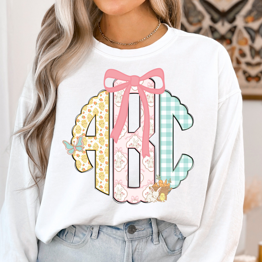 Easter Monogram Full Color DTF Transfer