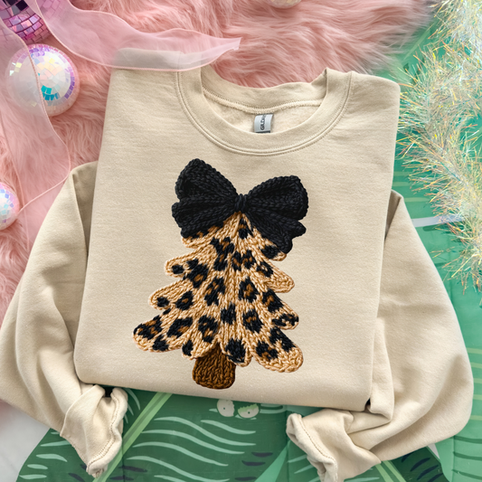Leopard Christmas Tree (Faux Yarn) Full Color DTF Transfer