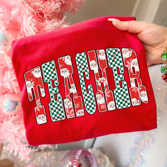 Teacher (Santa/Checkered) Full Color DTF Transfer
