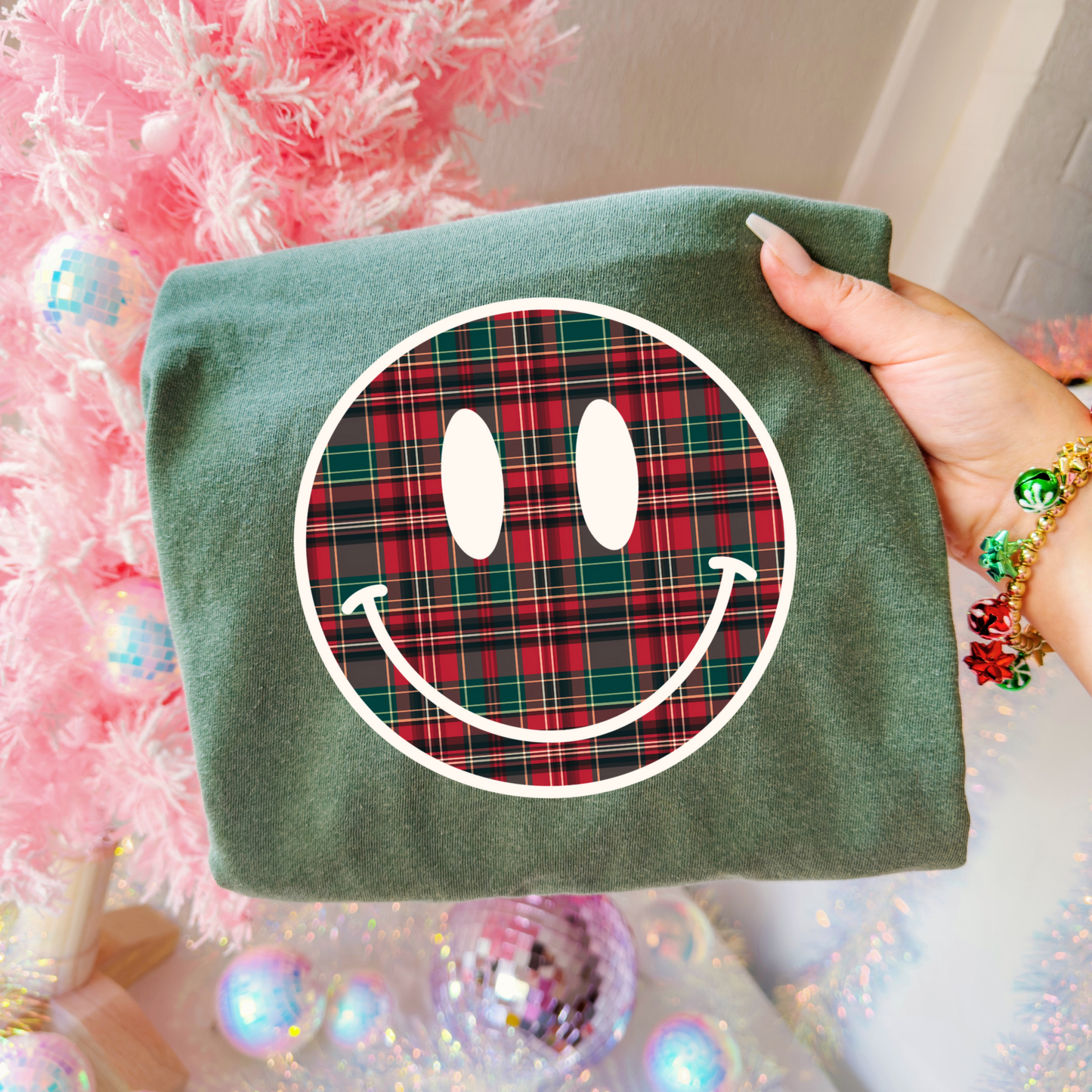 Plaid Smiley Full Color DTF Transfer