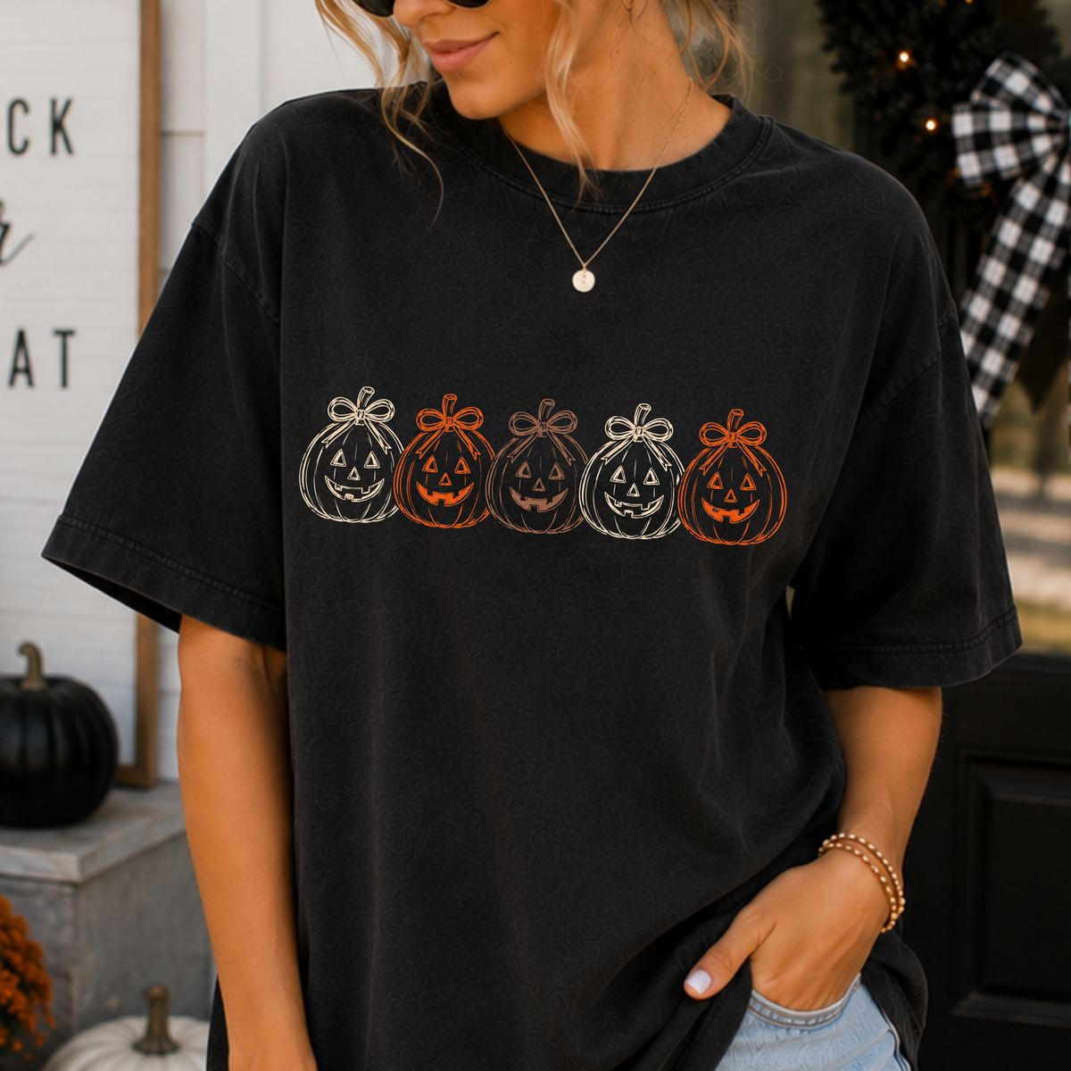 Outline Pumpkins Full Color DTF Transfer