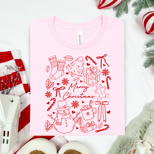 Merry Christmas Doodle Full Color DTF Transfer