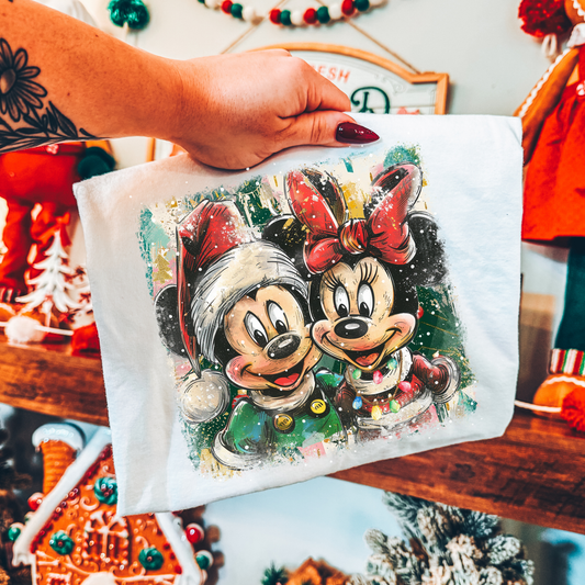 Mickey Minnie Christmas (Sketch) Full Color DTF Transfer
