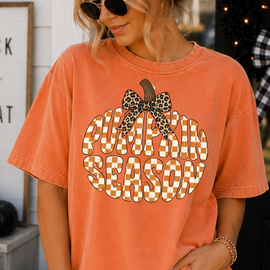 Pumpkin Season (Checkered) Full Color DTF Transfer