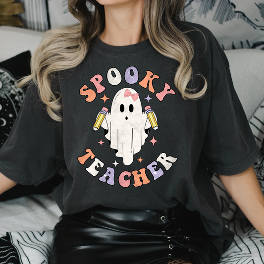 Multi Color Spooky Teacher Full Color DTF Transfer