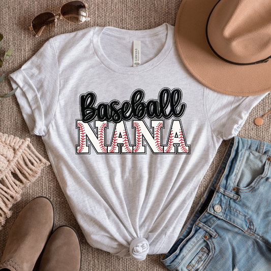 Baseball Nana (Baseball Seam Words) Full Color DTF Transfer