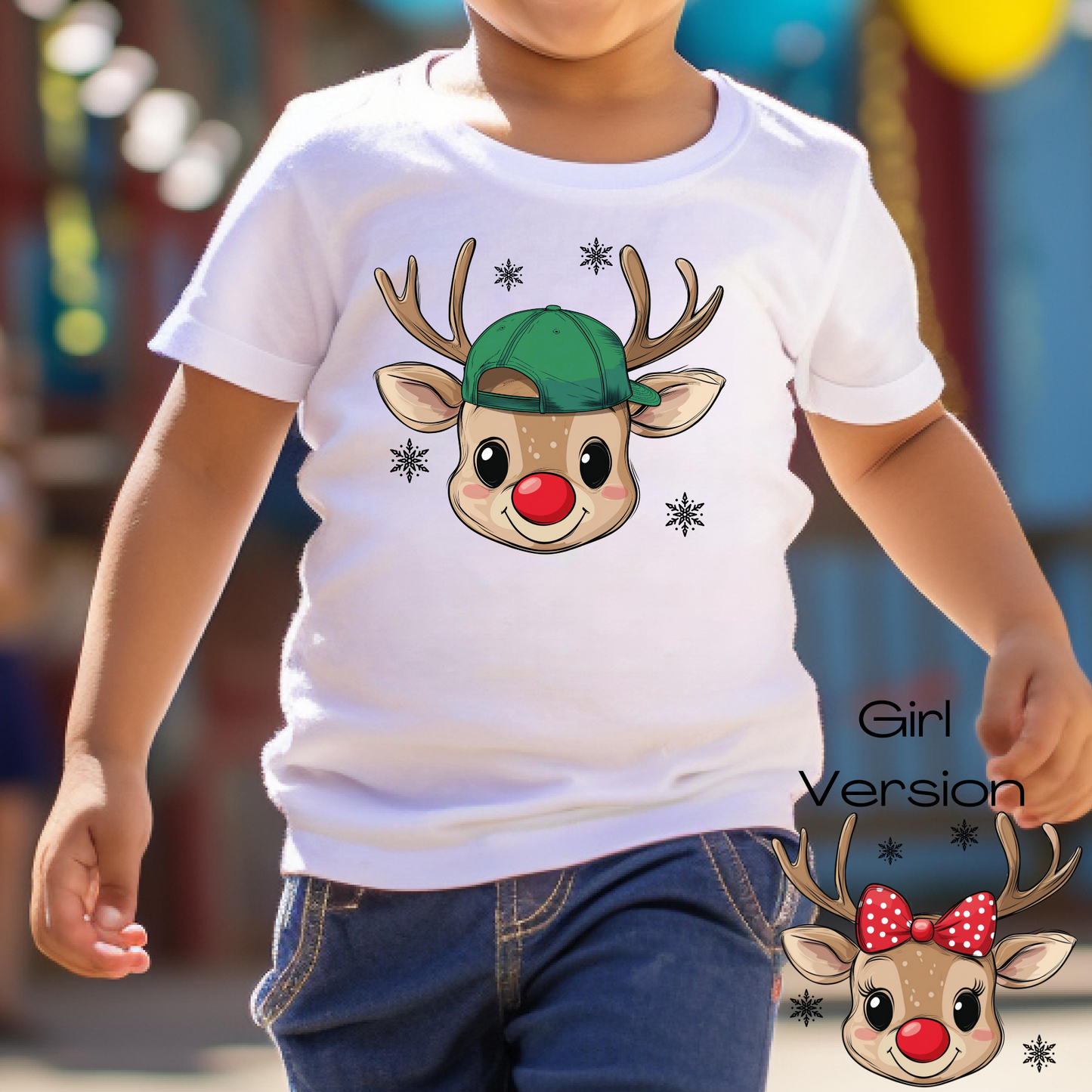 Reindeer Head (BOY/GIRL Option) Full Color DTF Transfer