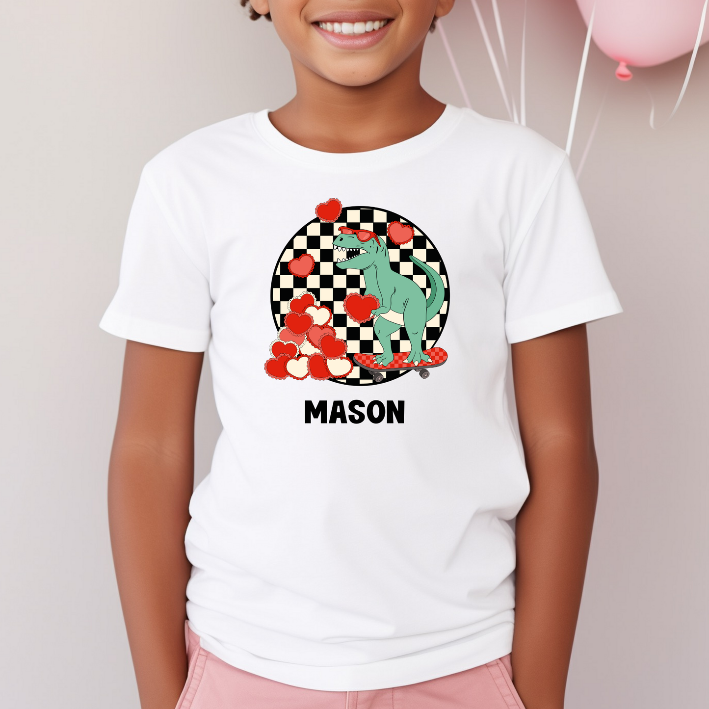 Dino Hearts Personalized Full Color DTF Transfer