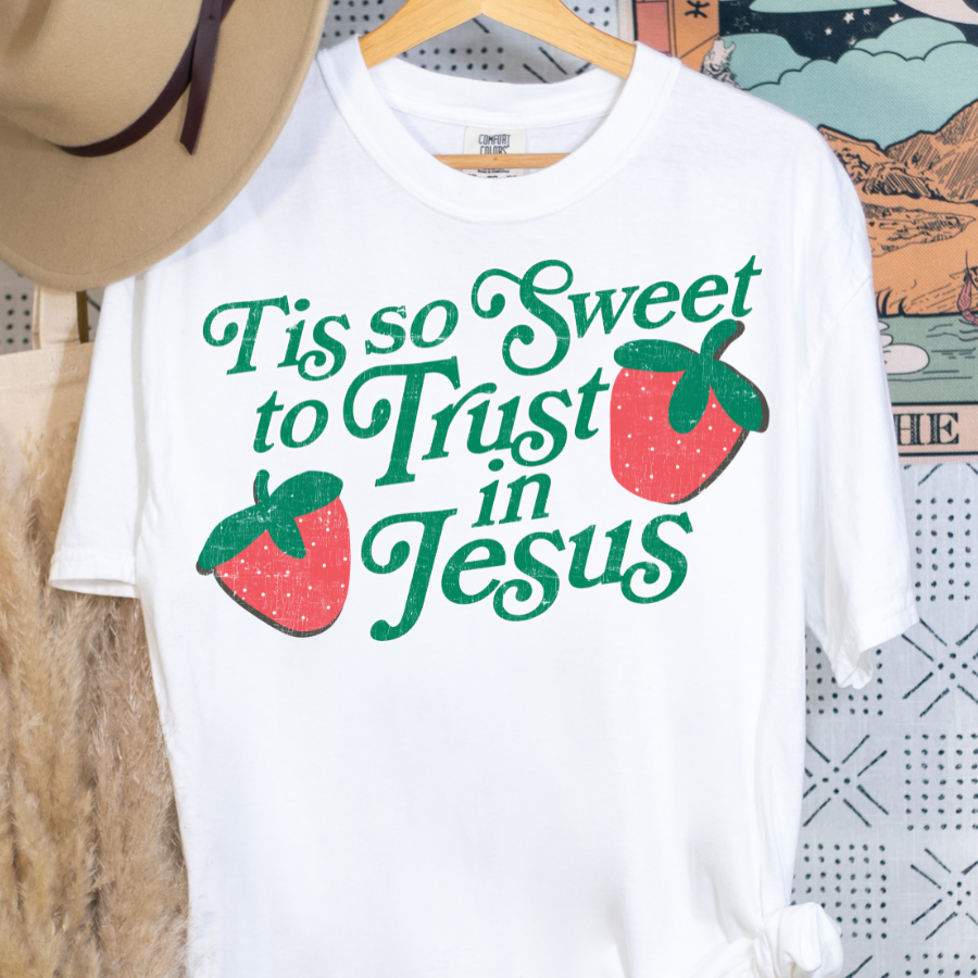 Tis So Sweet To Trust In Jesus (Strawberries) Full Color DTF Transfer