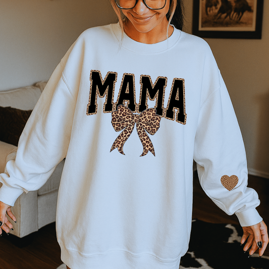 Leopard Bow Mama (Option Name Options See Page 2) Full Color DTF Transfer