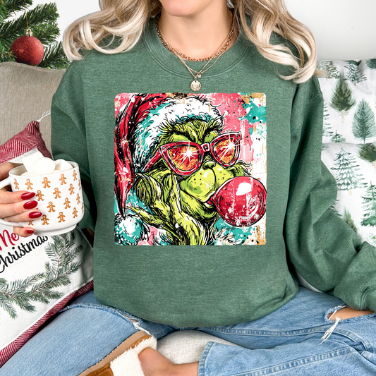 Bubblegum Grinch (Sketch) Full Color DTF Transfer