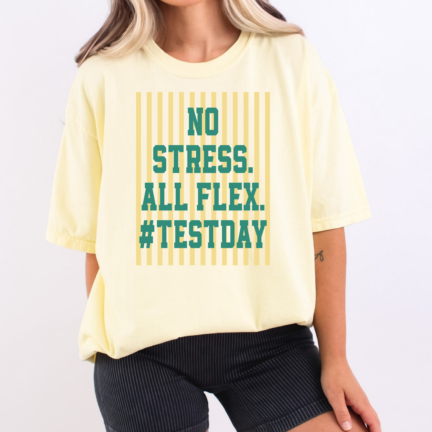 No Stress All Flex #Testday (Striped) Full Color DTF Transfer
