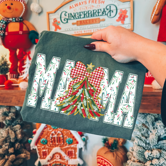Christmas Tree Mama (MAMA ONLY- ALPHA AVAILABLE FOR OTHER NAMES - SEE THAT LISTING) Full Color DTF Transfer