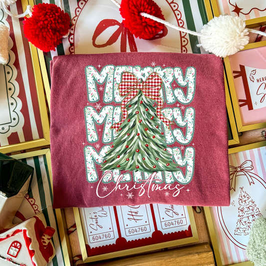 Merry (Repeat) Christmas w/Tree Full Color DTF Transfer