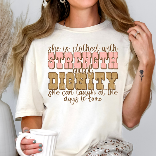 She Is Clothed With Strength and Dignity Full Color DTF Transfer