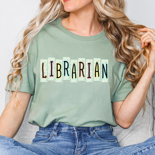 Librarian (Floral Boxed) Full Color DTF Transfer