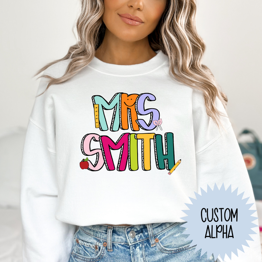 School Theme Colorful Alpha Full Color DTF Transfer