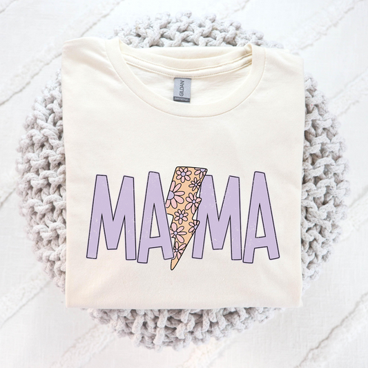 Mama w/Floral Lightening Bolt (Mini Option) Full Color DTF Transfer