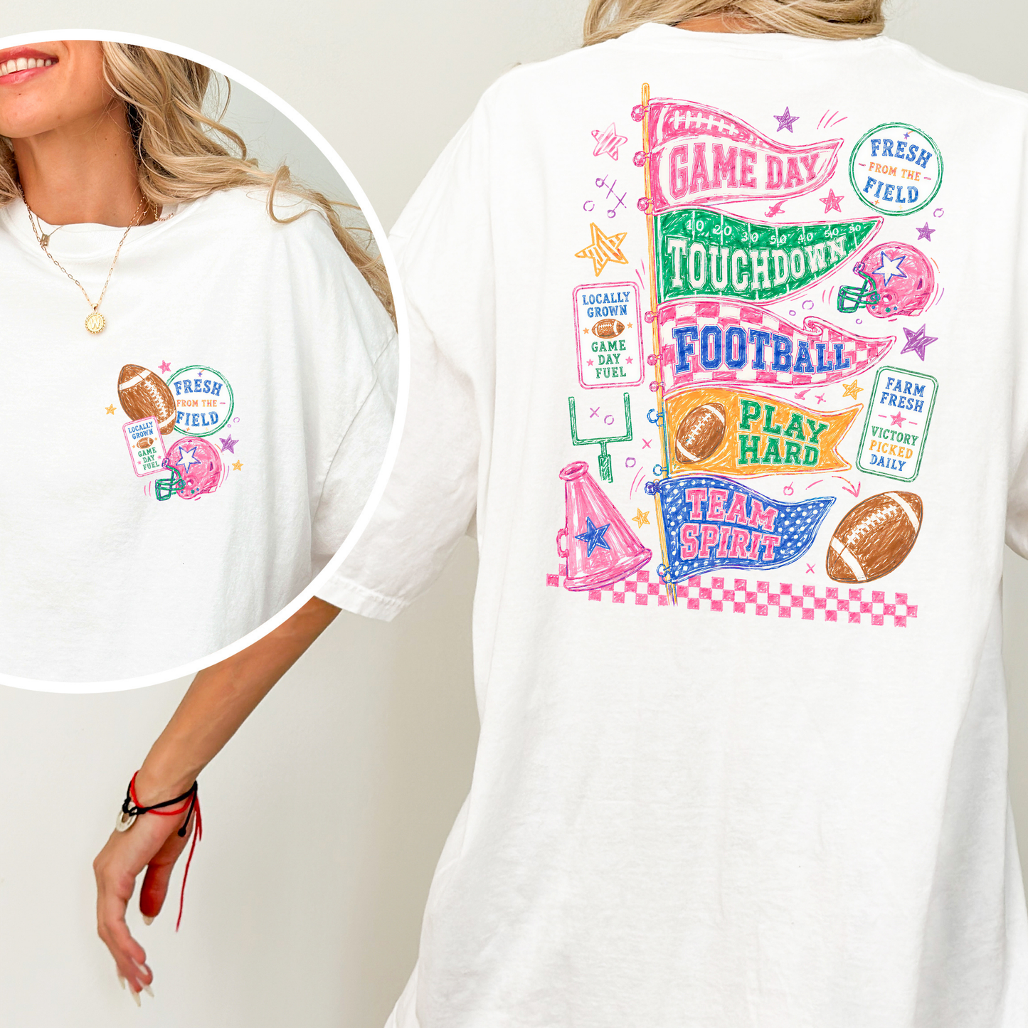 Preppy Football Flags Full Color DTF Transfer