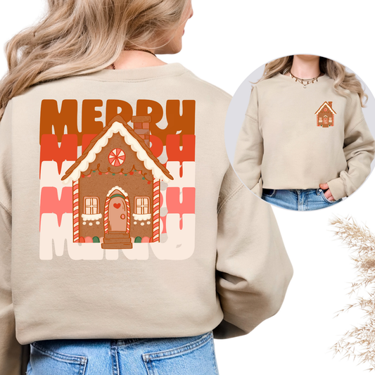 Merry Repeat (Gingerbread House) Full Color DTF Transfer