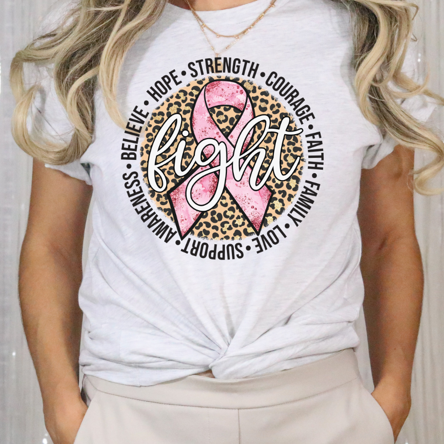 Fight Leopard Circle Breast Cancer Awareness Full Color DTF Transfer