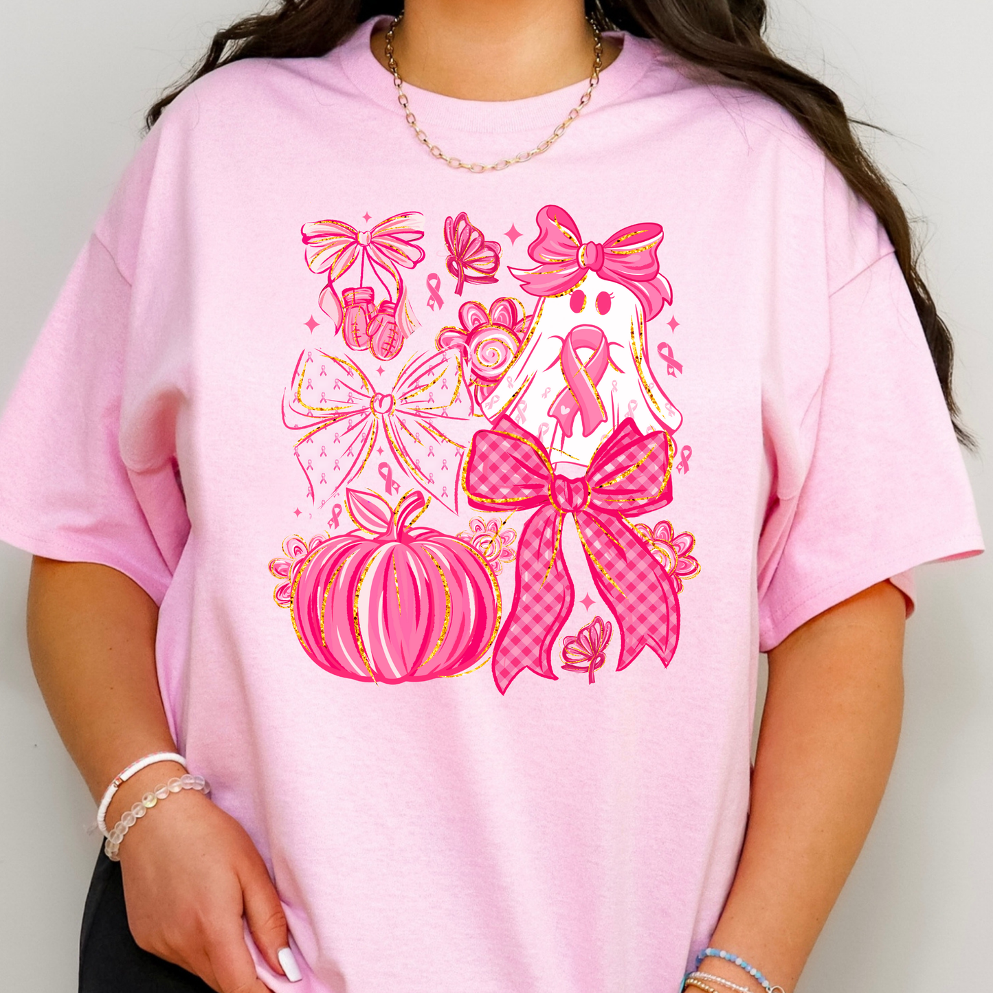 Brest Cancer Bow/Ghost/Pumpkin Collage Full Color DTF Transfer