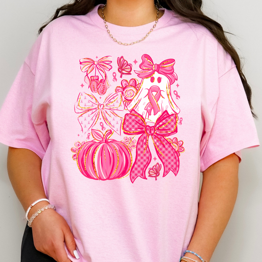 Brest Cancer Bow/Ghost/Pumpkin Collage Full Color DTF Transfer