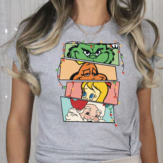 Grinch Characters Stacked Faces Full Color DTF Transfer