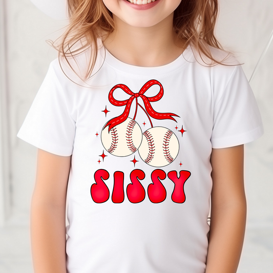 Sissy (Cherry Baseball w/Bow) Full Color DTF Transfer