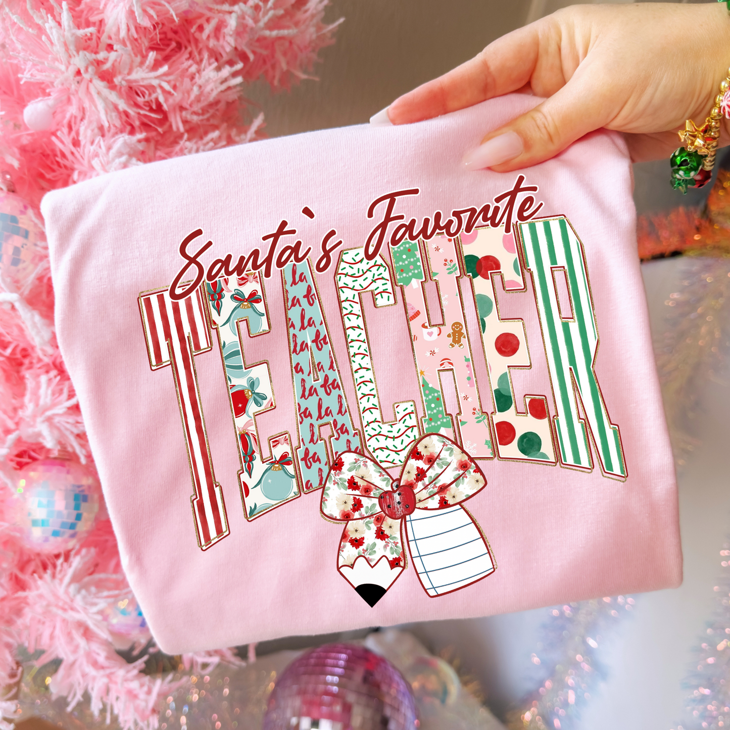 Santa's Favorite Teacher Full Color DTF Transfer