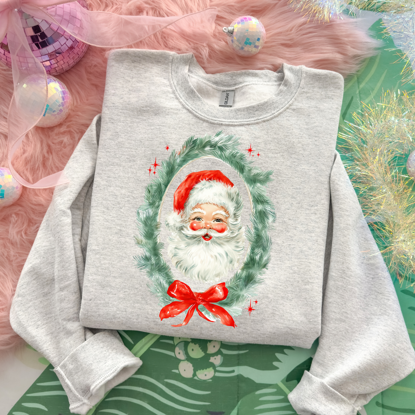 Santa w/ Wreath Frame Full Color DTF Transfer