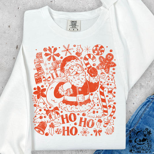 Ho Ho Ho Santa Doodle Full Color DTF Transfer