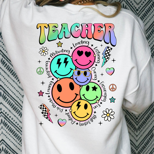 Teacher Smiley Face Collage  Full Color DTF Transfers