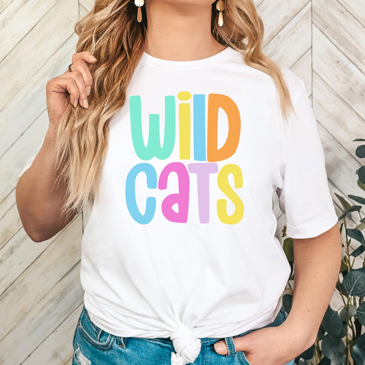 Multi Color Wildcats Stacked Full Color DTF Transfer