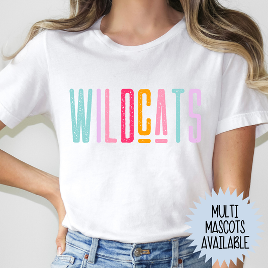 Colorful Skinny Text Mascot (MULTI MASCOT OPTIONS) Full Color DTF Transfer