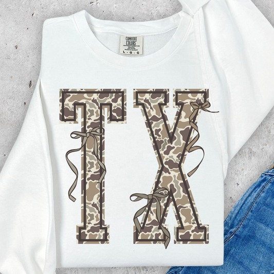 TX (Camo with Bows) Full Color DTF Transfer