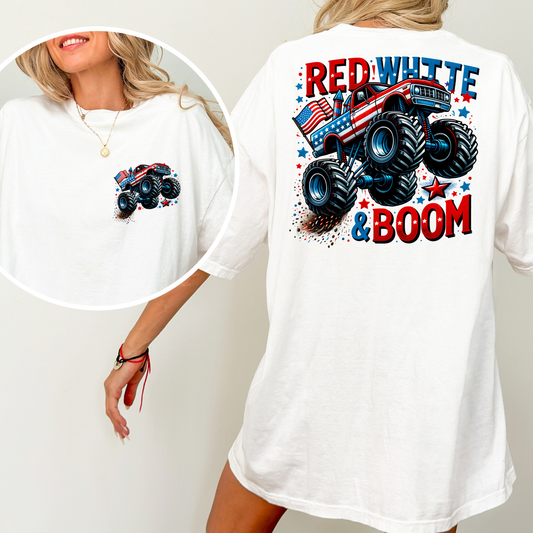 Red White & Boom (Monster Truck) Full Color DTF Transfer