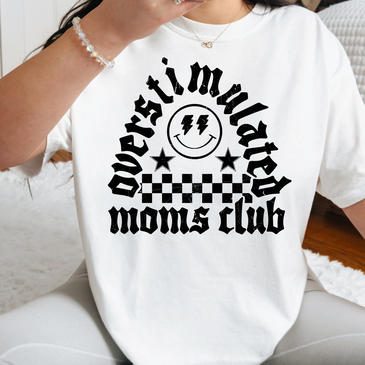 Overstimulated (Arched) Moms Club Full Color DTF Transfer
