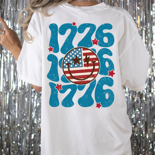 1776 Repeat w/Flag Smiley Full Color DTF Transfer